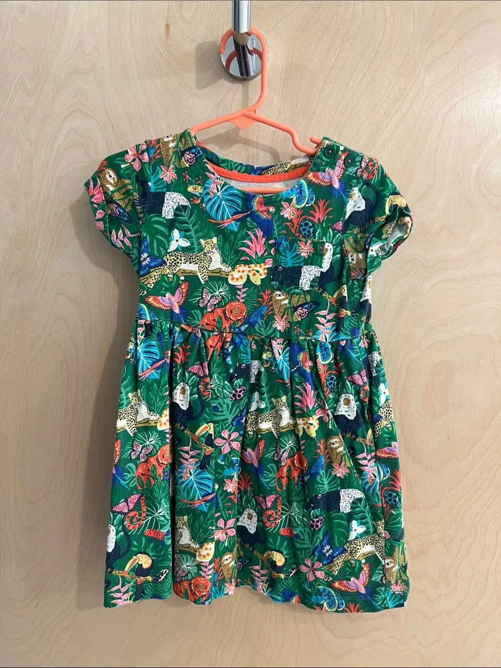 Mini Boden Green Tropical Animal Print Dress